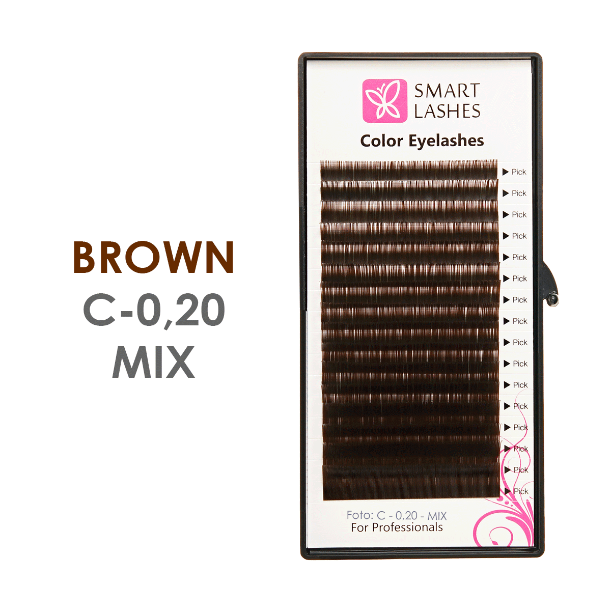 Cils bruns - C - 0,20 mm x 8 - 15 mm - 16 lignes | Smart Lashes