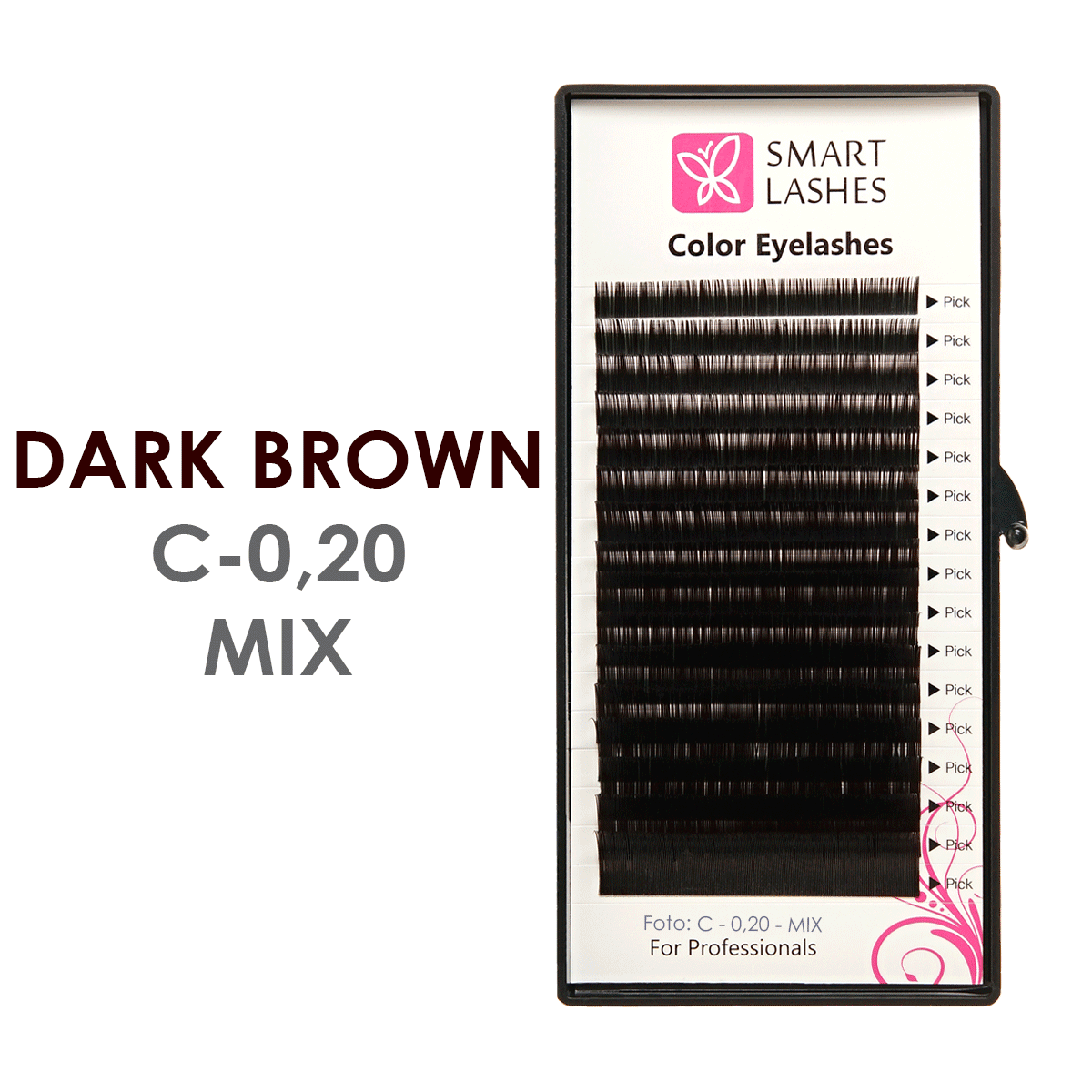 Cils brun foncé - C - 0,20 mm x 8 - 15 mm - 16 lignes | Smart Lashes