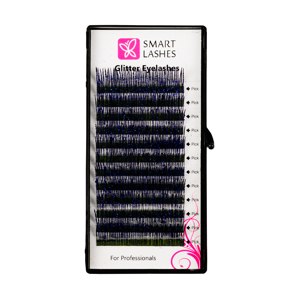 Cils pailletés - Bleu - C - 0.20 mm x 14 mm | Smart Lashes