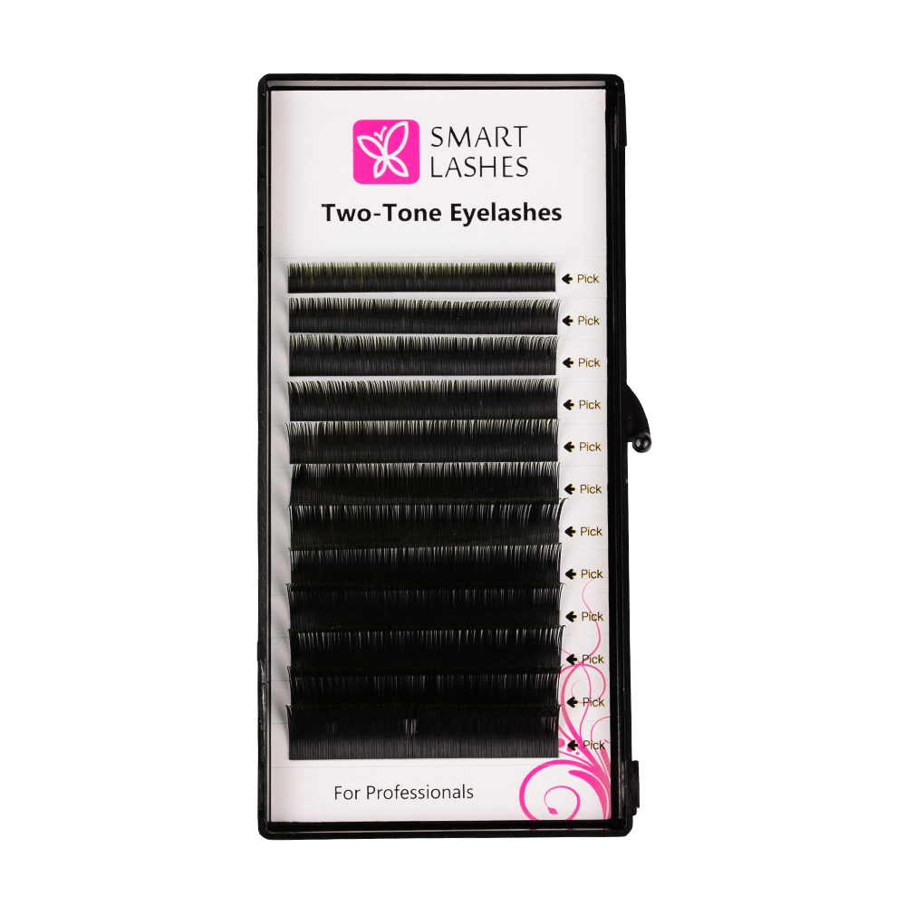 Cils Ombre - vert et noir - C - 0.20 mm - MIX | Smart Lashes
