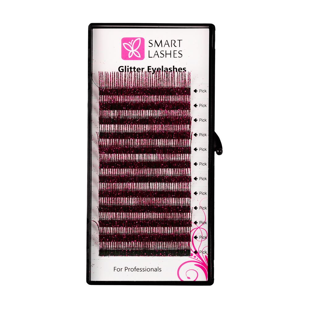 Cils pailletés - Rouge - C - 0.20 mm x 14 mm | Smart Lashes