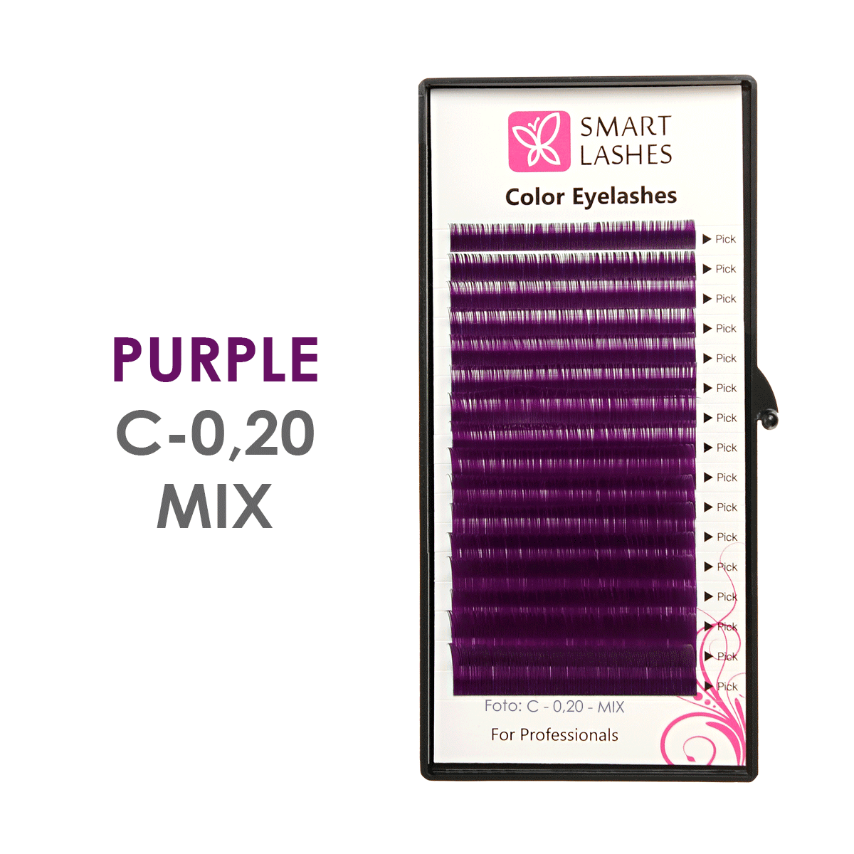 Cils violets - C - 0,20 mm x 8 - 15 mm - 16 lignes | Smart Lashes